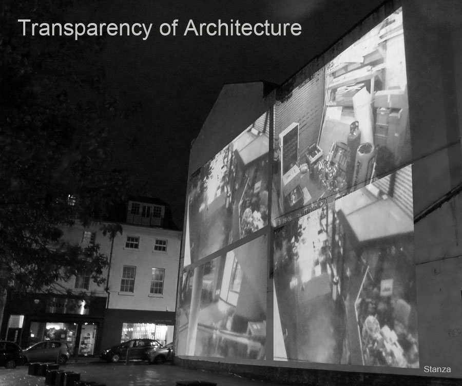 This artwork performance focuses on local environmental concerns using ad hoc wireless networked devices for environmental monitoring. In this case the dozen sheep collect and send data about the environment, and respond to the space as a collective as they move about. The sheep&nbsp;monitor&nbsp;the environment in real time, generate sound, and send data to a server (online or offline) where this data is interpreted&nbsp;visualized and sonified in situ using custom made software.Stanza artwork. We have nothing to hide only to lose. Stanza artwork 2010. An artwork by Stanza using live CCTV from inside a building and broadcasting it all outside. 