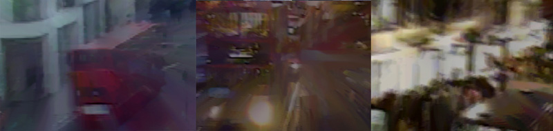 Stanza. This artwork is networked painting experience, viewable online and available as an art installation. What you see are live images from London CCTV cameras, some places you can recognize some you cannot they are all fused into this real time screen based artwork. This online work is to be viewed in an art gallery as a triptych of large projected screens inside and outside the gallery. This artwork installation is availble for exhibitions and it is available for sale. It can be shown in various ways. It can be protected onto the gallery ways or it can be made as a multiple monitor piece. Artwork By Stanza.