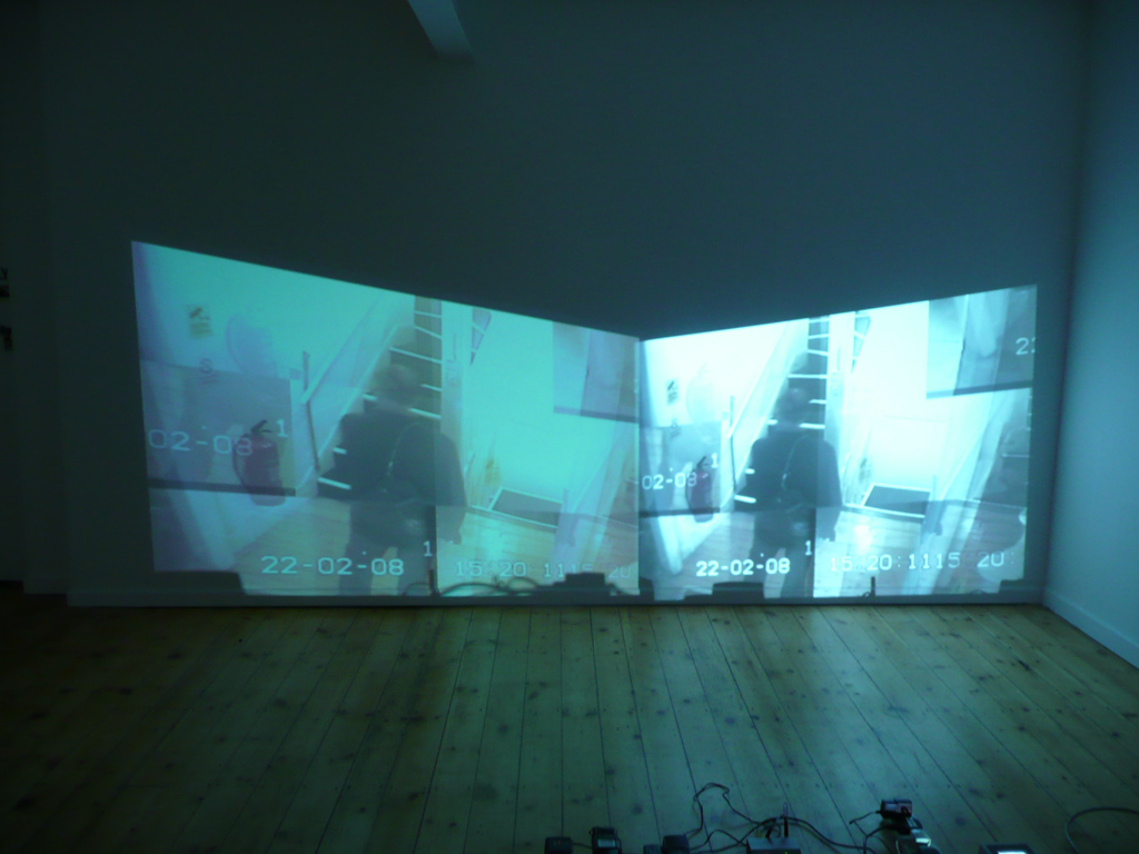 This artwork by Stanza uses the live CCTV system inside an art gallery to make art installation