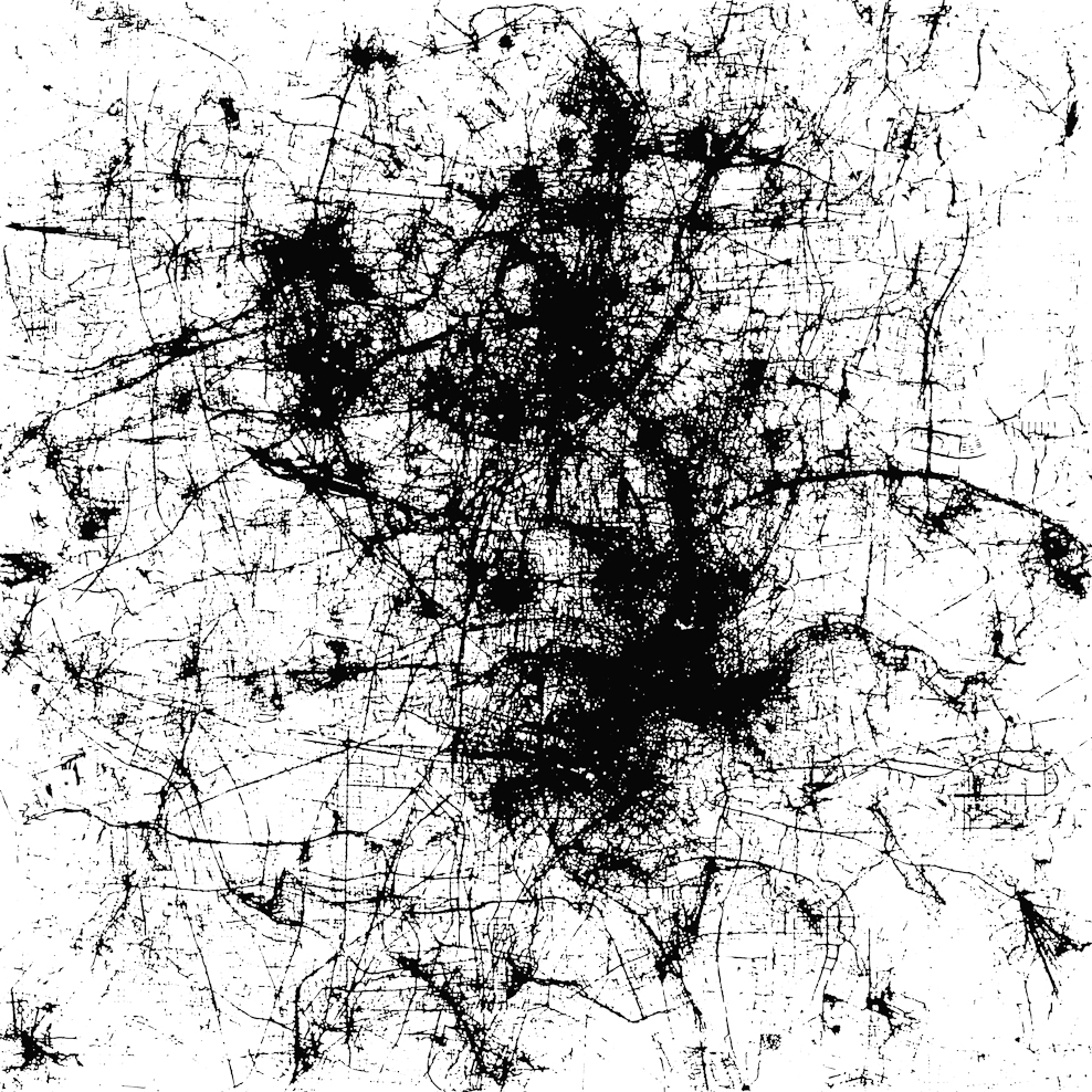 Stanza, data maps , contemporay art, painting with data, new paintings, Data and the city, data paintings, data visualisation, the information city, maps, mapping, big data artworks, infomatics, art map. Goldsmiths College,