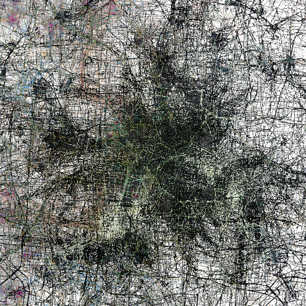 Stanza , data Maps,software, art, maps of behaviours, Stanza, artist , maps , data, painting, Art, city, maps, urbaN, coded city, canvas maps , constucted cities, smart city, internet of things, metropolis. The concepts of the city of noise, the control city of data, the living breathing city space