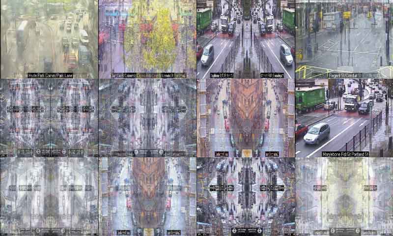 Urban Generation is a data artwork using real time networked cameras.