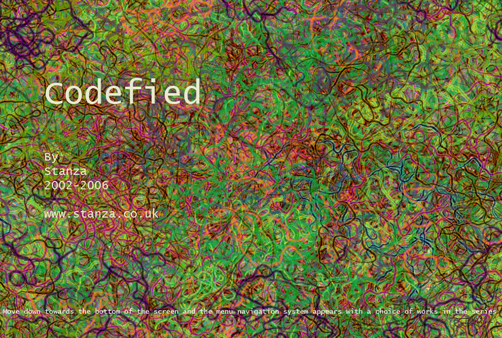 net art generative art. Codified: Trying to imagine where you've been and where you are going in a mine full of data". 2002-6.  , STanza