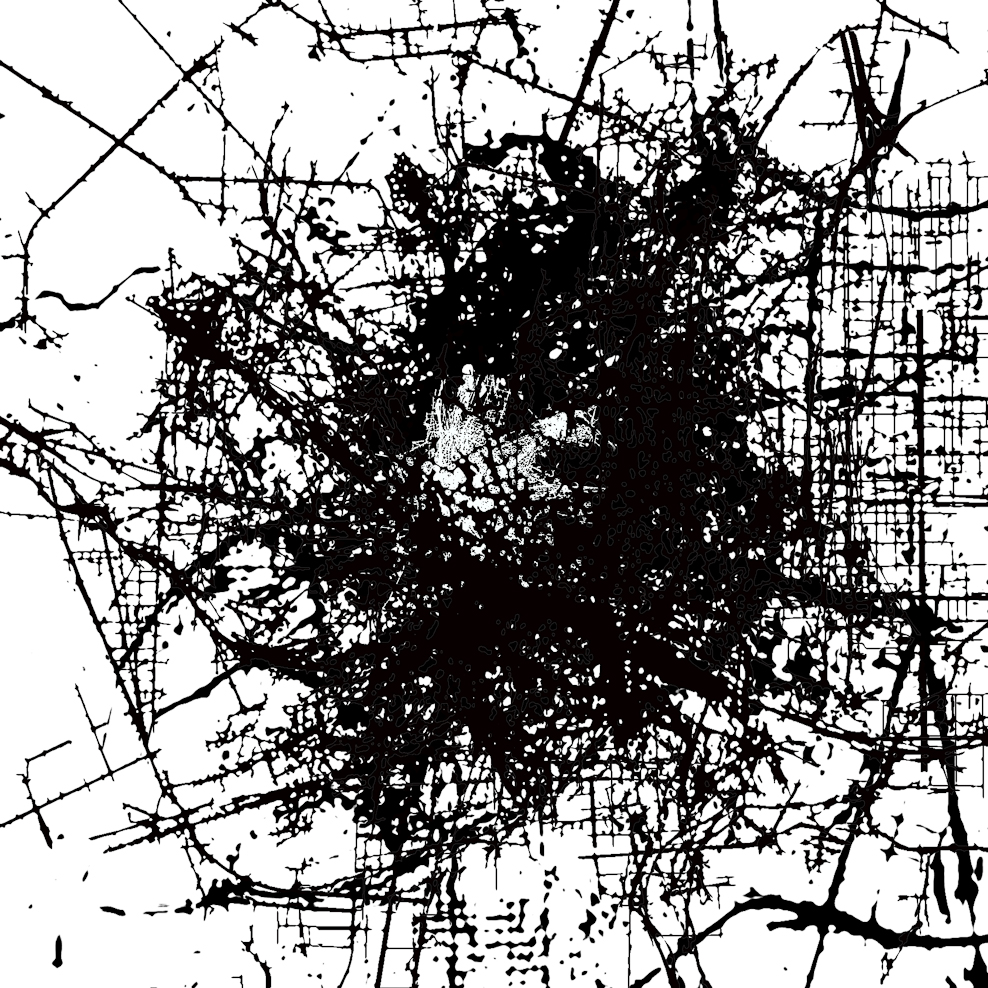 Stanza, data maps , contemporay art, painting with data, new paintings, Data and the city, data paintings, data visualisation, the information city, maps, mapping, big data artworks, infomatics, art map. Goldsmiths College,