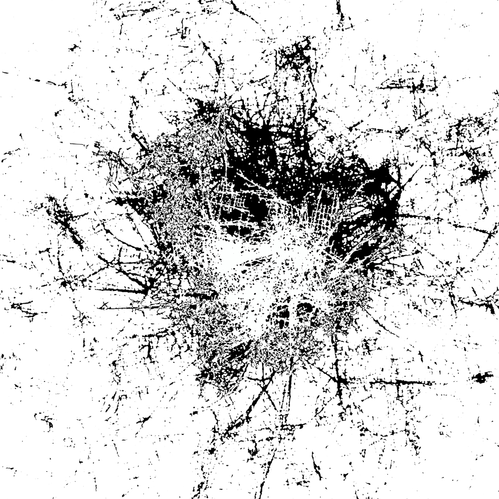 Stanza, data maps , contemporay art, painting with data, new paintings, Data and the city, data paintings, data visualisation, the information city, maps, mapping, big data artworks, infomatics, art map. Goldsmiths College,