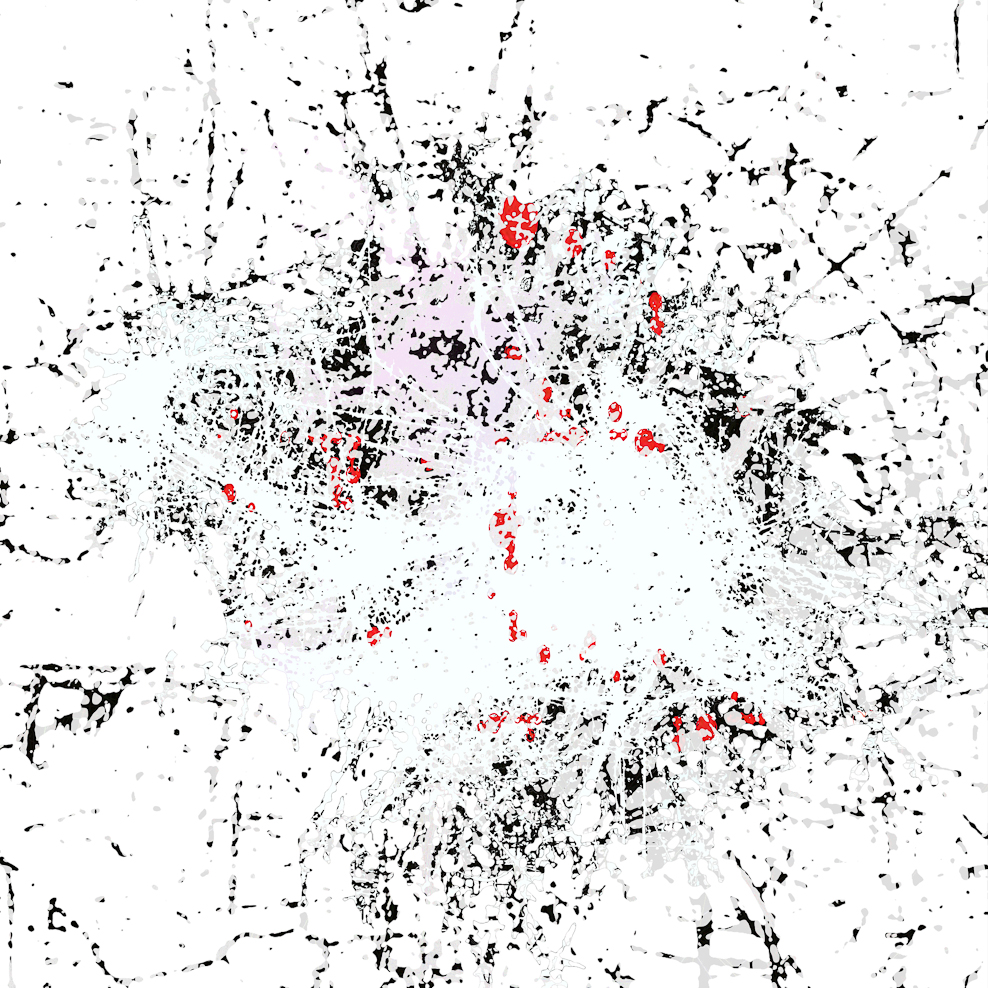 Stanza, artist , maps , data, painting, Art, city, maps, urbaN, coded city, canvas maps , constucted cities, smart city, internet of things, metropolis. The concepts of the city of noise, the control city of data, the living breathing city space