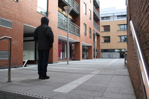 The artist Stanza in a new Public Square. 